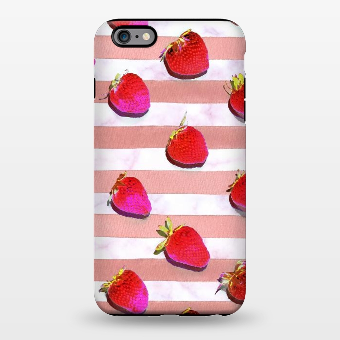 iPhone 6/6s plus StrongFit strawberries on watercolor painted stripes by Oana 