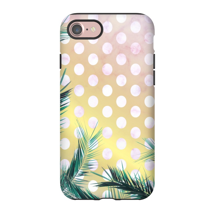 iPhone 7 StrongFit tropical palm leaves on golden dotted background by Oana 