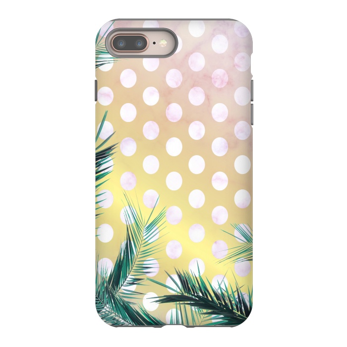 iPhone 7 plus StrongFit tropical palm leaves on golden dotted background by Oana 