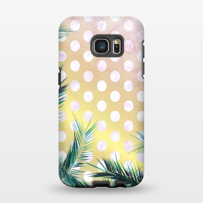 Galaxy S7 EDGE StrongFit tropical palm leaves on golden dotted background by Oana 