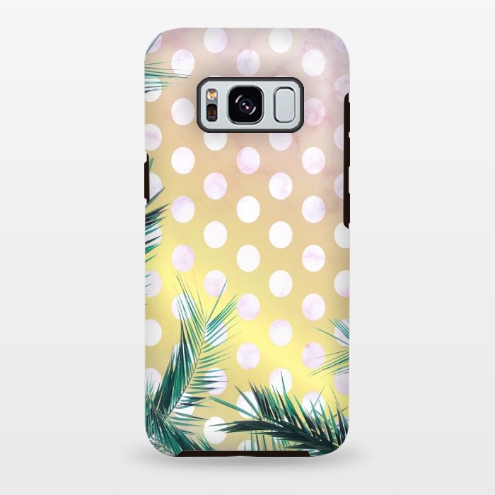 Galaxy S8 plus StrongFit tropical palm leaves on golden dotted background by Oana 