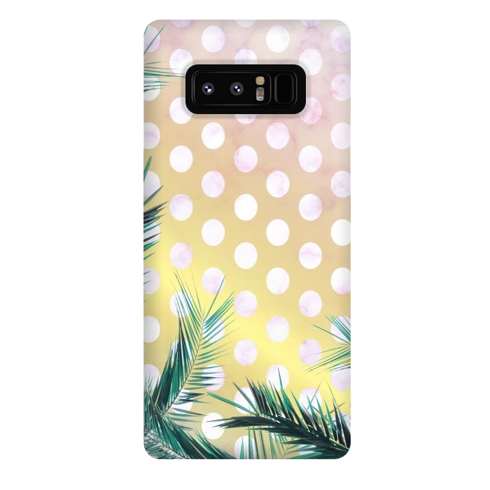 Galaxy Note 8 StrongFit tropical palm leaves on golden dotted background by Oana 