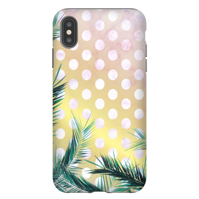 iPhone Xs Max StrongFit tropical palm leaves on golden dotted background by Oana 