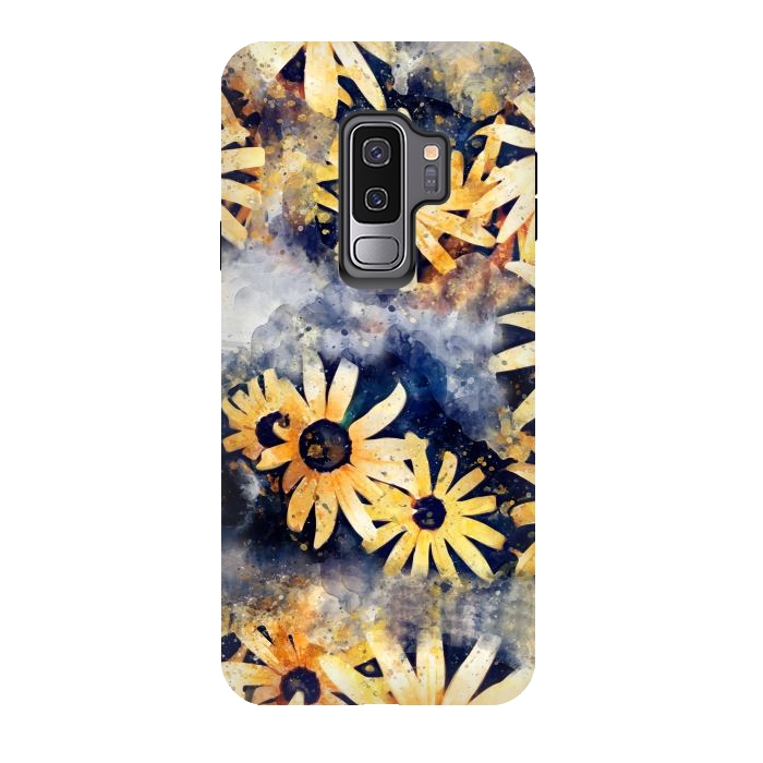 Galaxy S9 plus StrongFit Yellow Floral by Creativeaxle