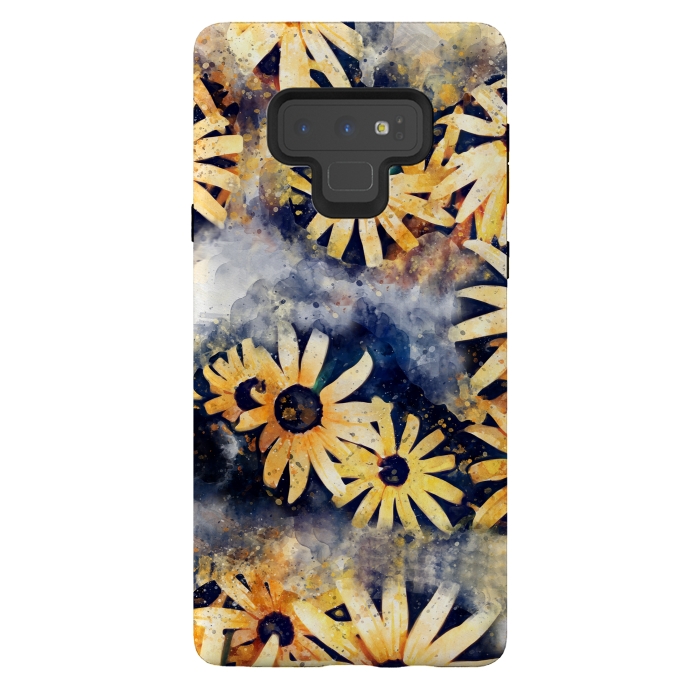 Galaxy Note 9 StrongFit Yellow Floral by Creativeaxle