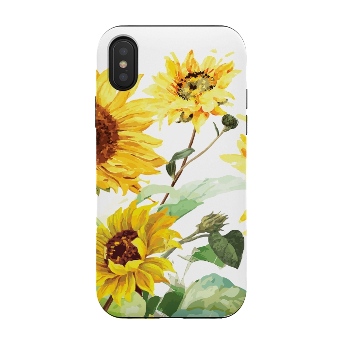 iPhone Xs / X StrongFit Watercolor Sunflower by Bledi