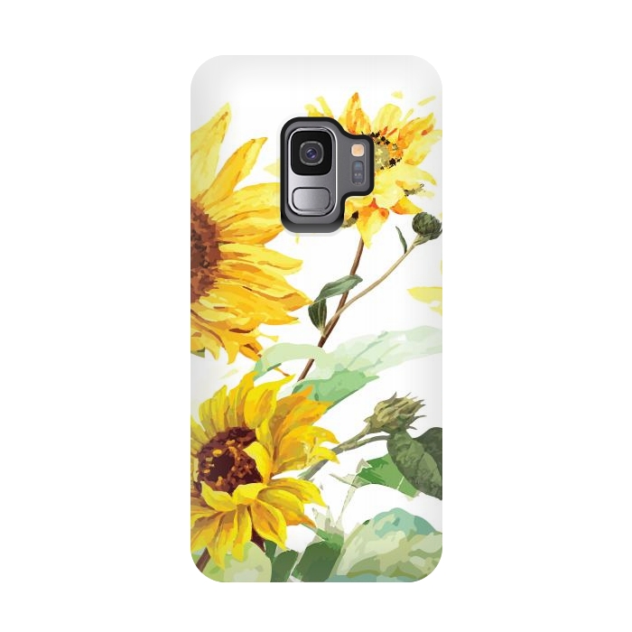 Galaxy S9 StrongFit Watercolor Sunflower by Bledi