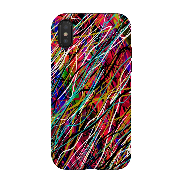 iPhone Xs / X StrongFit abstract lines art multicolour pop art  by Josie