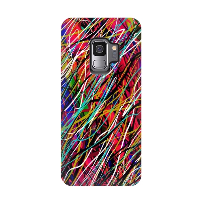 Galaxy S9 StrongFit abstract lines art multicolour pop art  by Josie