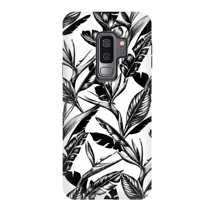 Galaxy S9 plus StrongFit Black and White Strelitzia by gingerlique