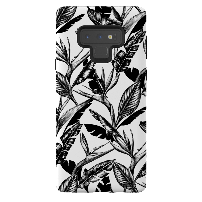 Galaxy Note 9 StrongFit Black and White Strelitzia by gingerlique