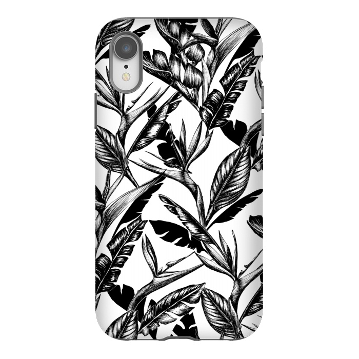 iPhone Xr StrongFit Black and White Strelitzia by gingerlique