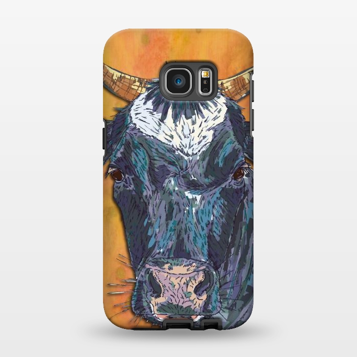 Galaxy S7 EDGE StrongFit Cow in Yellow by Lotti Brown