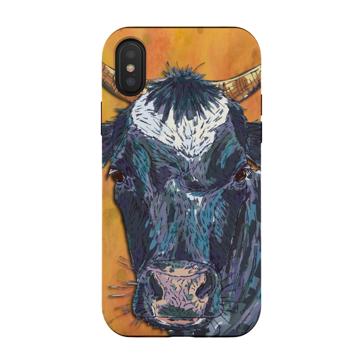 iPhone Xs / X StrongFit Cow in Yellow by Lotti Brown