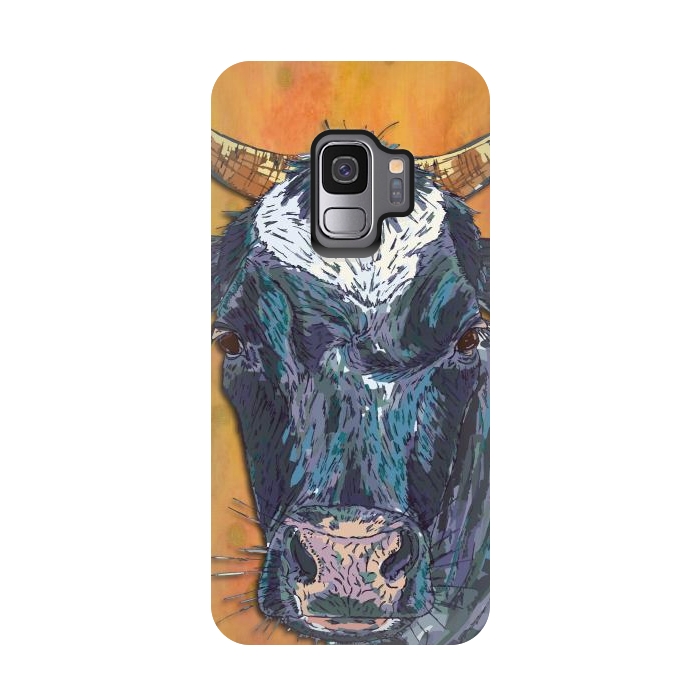 Galaxy S9 StrongFit Cow in Yellow by Lotti Brown