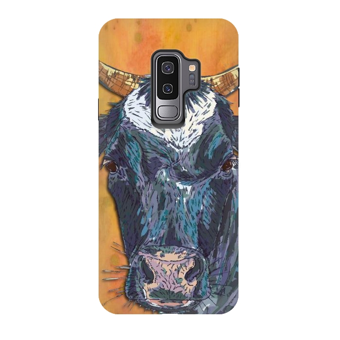 Galaxy S9 plus StrongFit Cow in Yellow by Lotti Brown