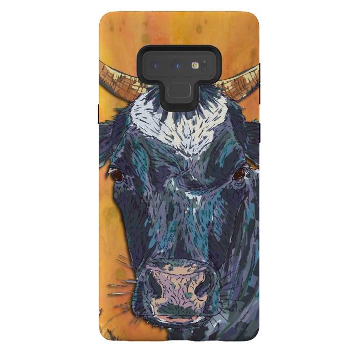 Galaxy Note 9 StrongFit Cow in Yellow by Lotti Brown