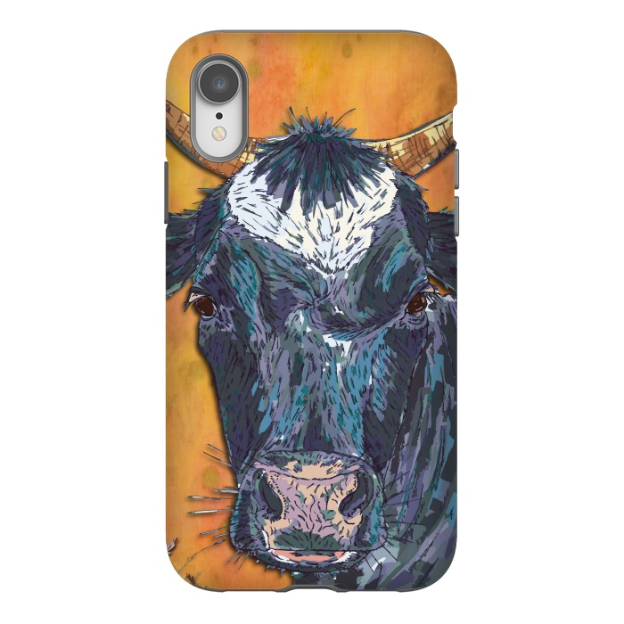 iPhone Xr StrongFit Cow in Yellow by Lotti Brown
