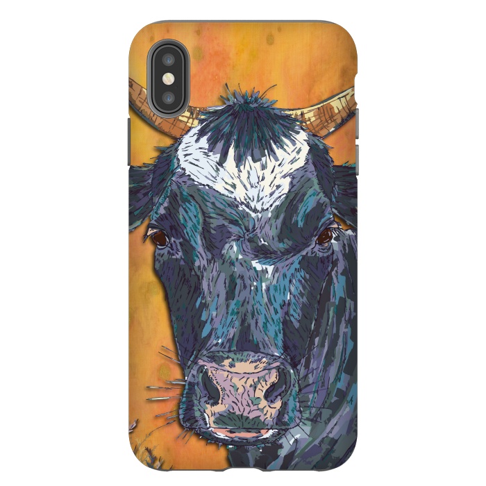 iPhone Xs Max StrongFit Cow in Yellow by Lotti Brown