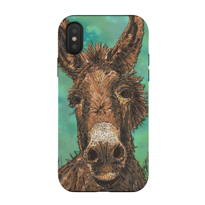 iPhone Xs / X StrongFit Little Brown Donkey by Lotti Brown