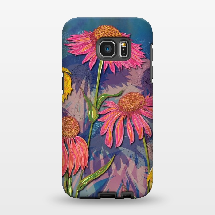 Galaxy S7 EDGE StrongFit Pink Coneflowers by Lotti Brown