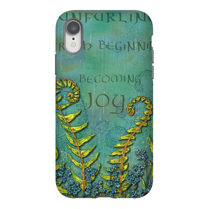 iPhone Xr StrongFit Becoming Joy - Ferns Unfurling by Lotti Brown