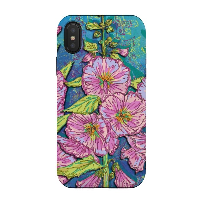 iPhone Xs / X StrongFit Hollyhocks by Lotti Brown