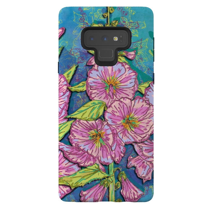 Galaxy Note 9 StrongFit Hollyhocks by Lotti Brown