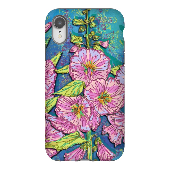 iPhone Xr StrongFit Hollyhocks by Lotti Brown
