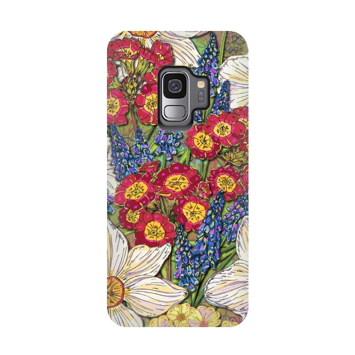 Galaxy S9 StrongFit Spring Flowers by Lotti Brown