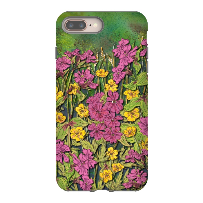 iPhone 7 plus StrongFit Pink and Yellow Wildflowers by Lotti Brown