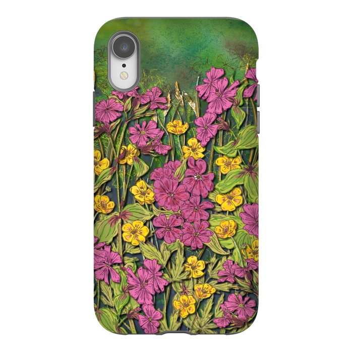 iPhone Xr StrongFit Pink and Yellow Wildflowers by Lotti Brown