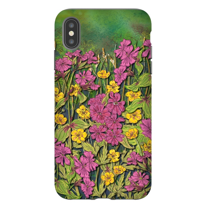 iPhone Xs Max StrongFit Pink and Yellow Wildflowers by Lotti Brown
