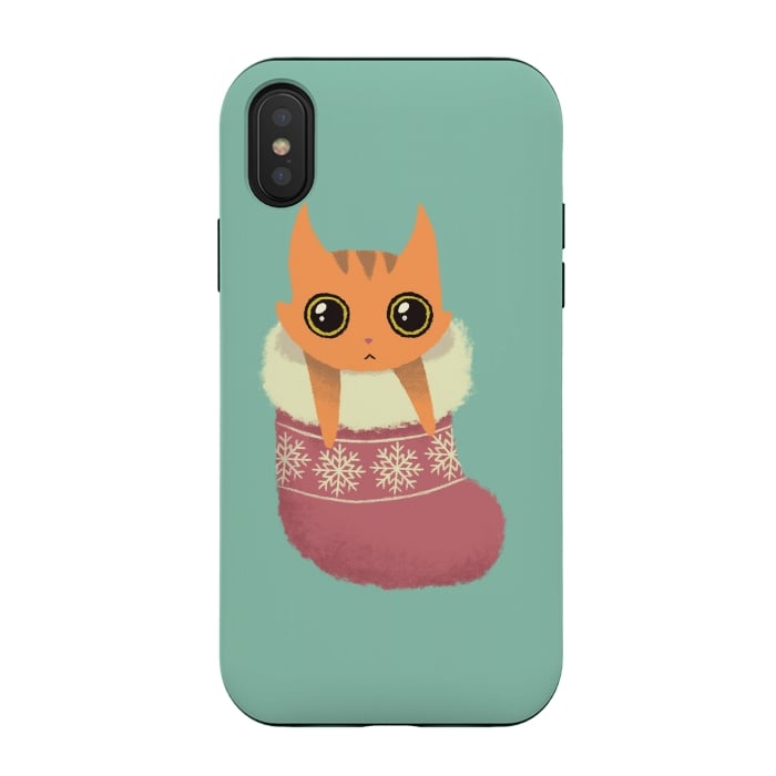 iPhone Xs / X StrongFit Kitty xmas stocking by Laura Nagel