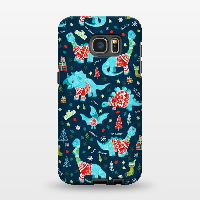 Galaxy S7 EDGE StrongFit Dinosaurs in Sweaters by gingerlique
