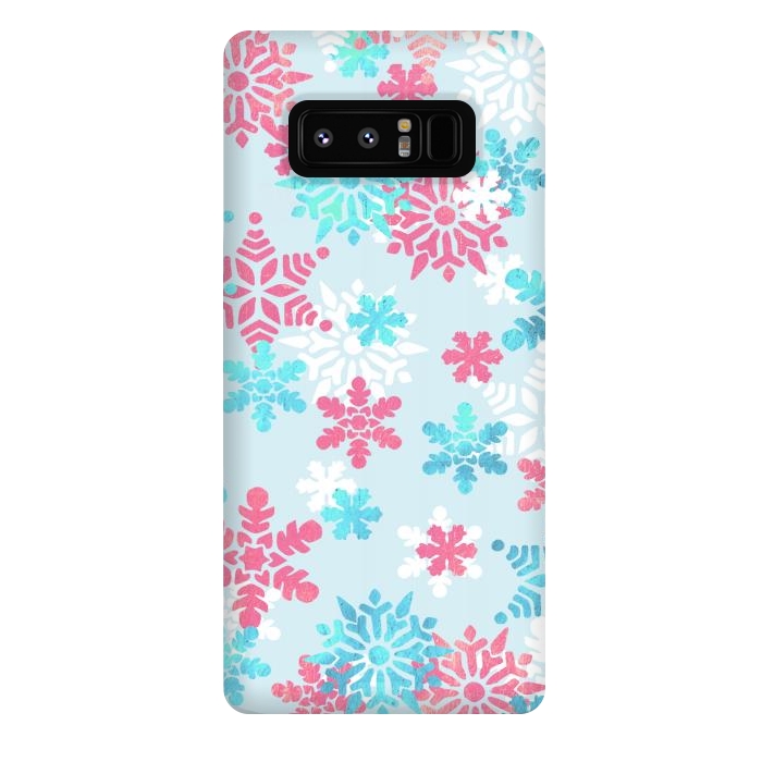 Galaxy Note 8 StrongFit Pink blue metallic snowflakes by Oana 
