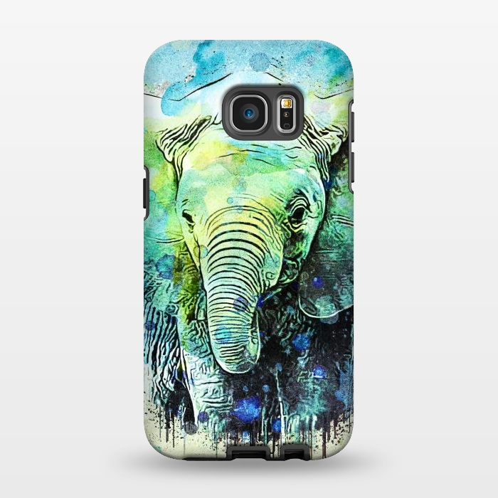Galaxy S7 EDGE StrongFit watercolor elephant by Ancello