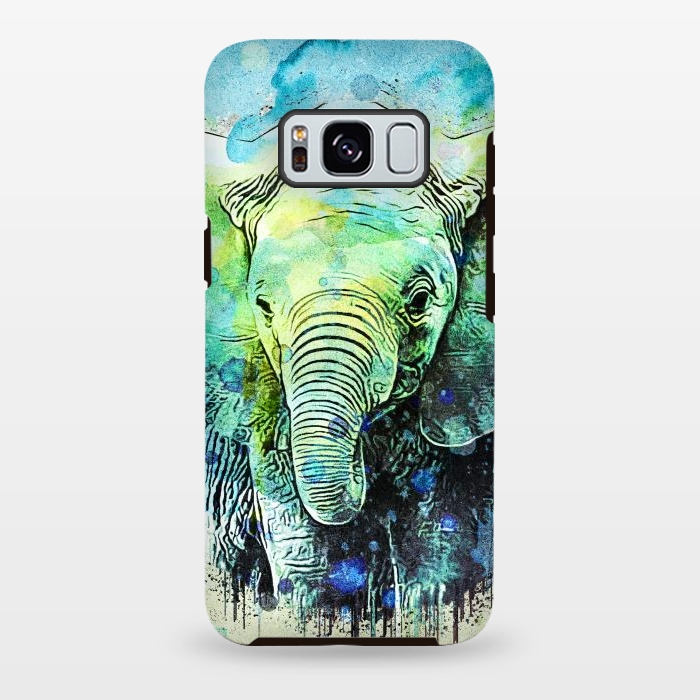 Galaxy S8 plus StrongFit watercolor elephant by Ancello