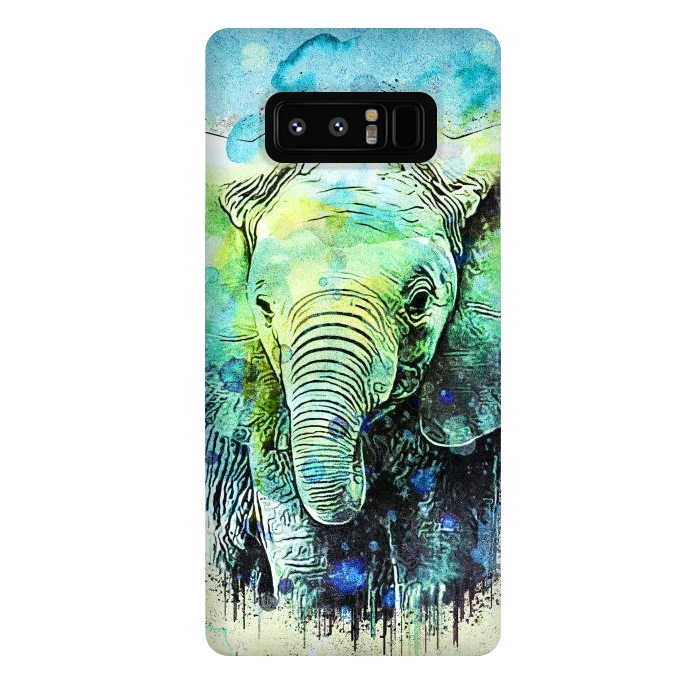 Galaxy Note 8 StrongFit watercolor elephant by Ancello