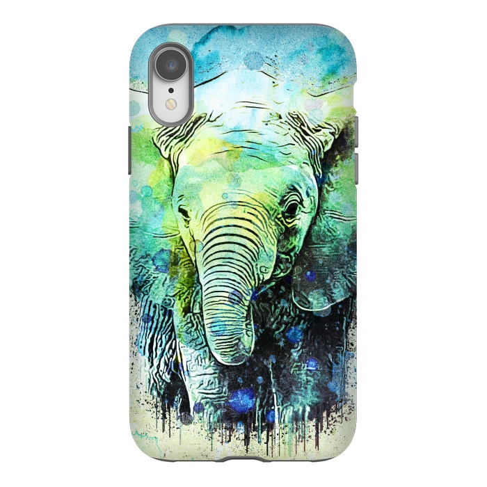 iPhone Xr StrongFit watercolor elephant by Ancello