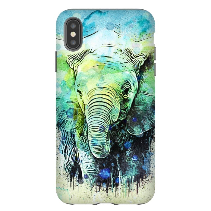 iPhone Xs Max StrongFit watercolor elephant by Ancello