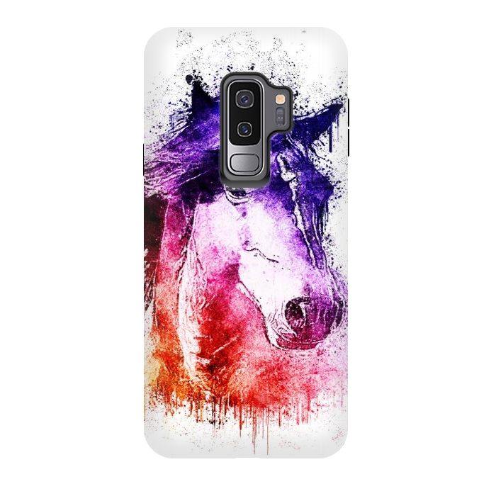 Galaxy S9 plus StrongFit watercolor horse by Ancello