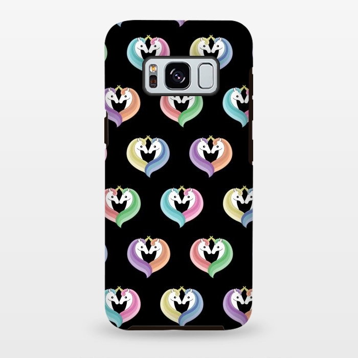Galaxy S8 plus StrongFit unicorn heart pattern by Laura Nagel