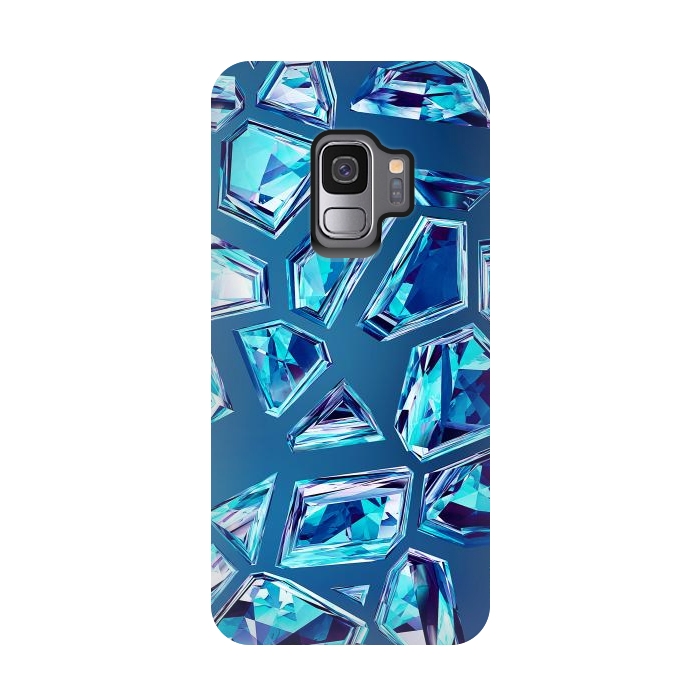 Galaxy S9 StrongFit Blue Shattered Crystals by Art Design Works