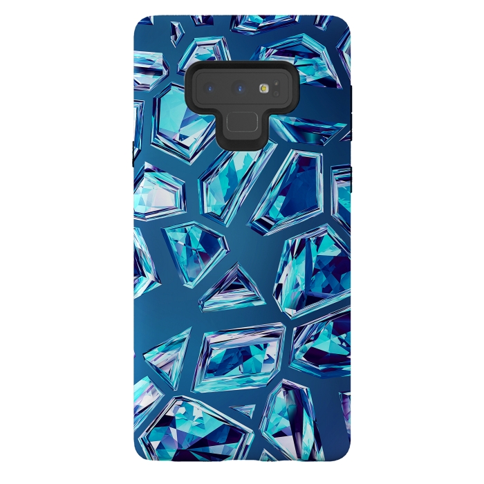 Galaxy Note 9 StrongFit Blue Shattered Crystals by Art Design Works