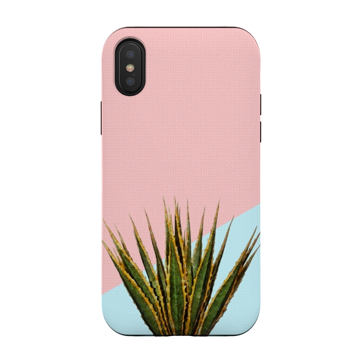 iPhone Xs / X StrongFit  Agave Plant on Pink and Teal Wall by amini54