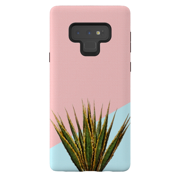 Galaxy Note 9 StrongFit  Agave Plant on Pink and Teal Wall by amini54