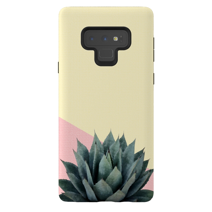 Galaxy Note 9 StrongFit  Agave Plant on Lemon and Pink Wall by amini54