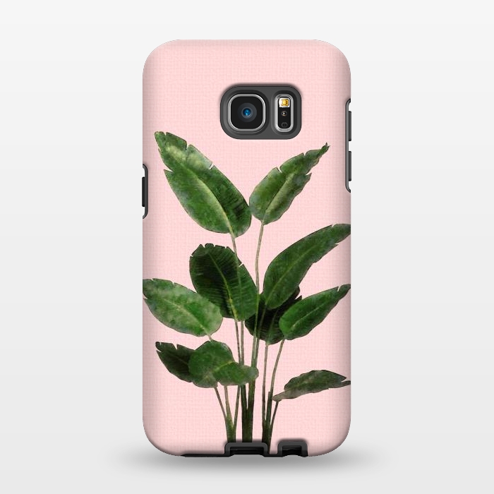 Galaxy S7 EDGE StrongFit Bird of Paradise Plant on Pink by amini54