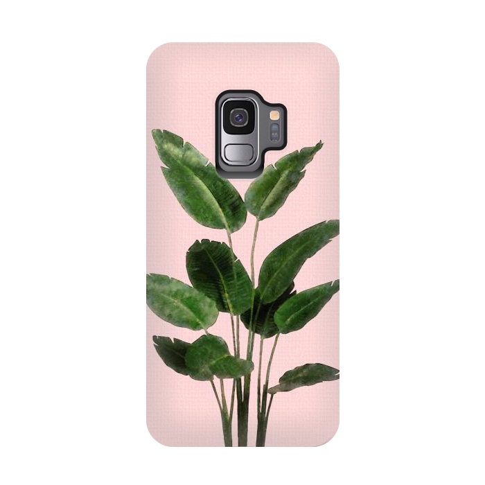 Galaxy S9 StrongFit Bird of Paradise Plant on Pink by amini54